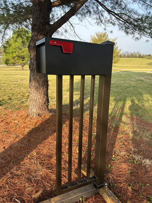 Modern and sleek mailbox design. Imitates a metal fence post. Powder-coated for color longevity and durability
